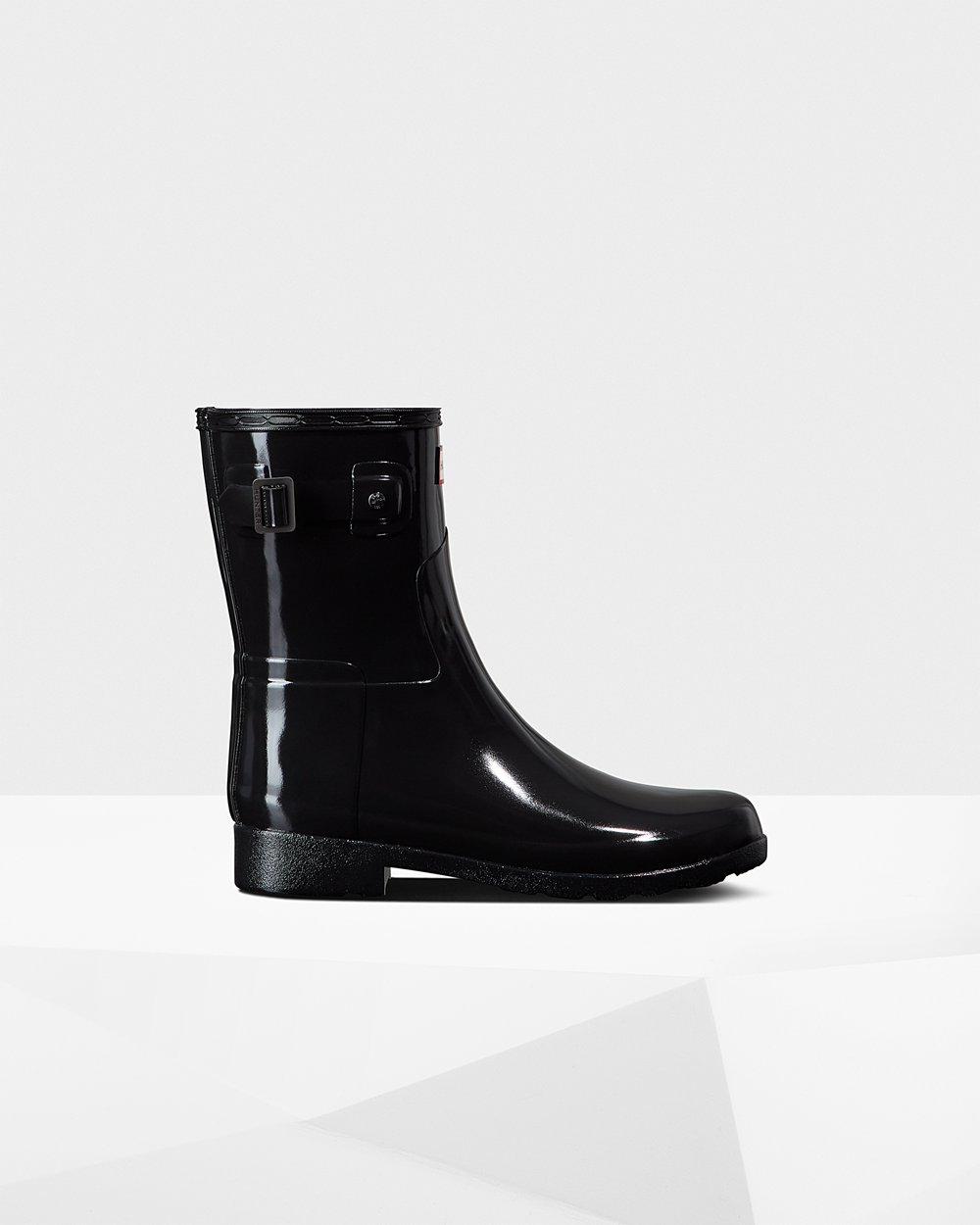 Women Hunter Refined Slim Fit Gloss | Short Rain Boots Black | NZ-81469-DQUP